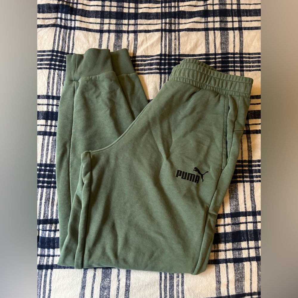 Large green puma joggers